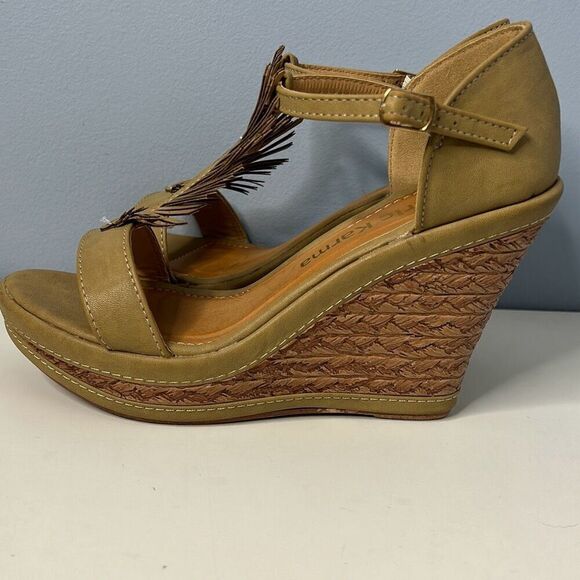 Electric Karma Wedge Heels Olive Sz 8 1/2 - Picture 4 of 10